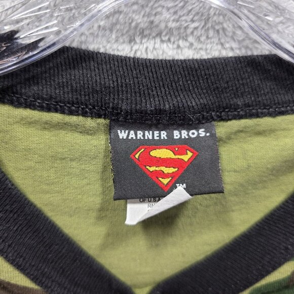 Vintage Superman Shirt Mens Large Camouflage Camo DC Comics Superhero 2001 Tee - Picture 4 of 8